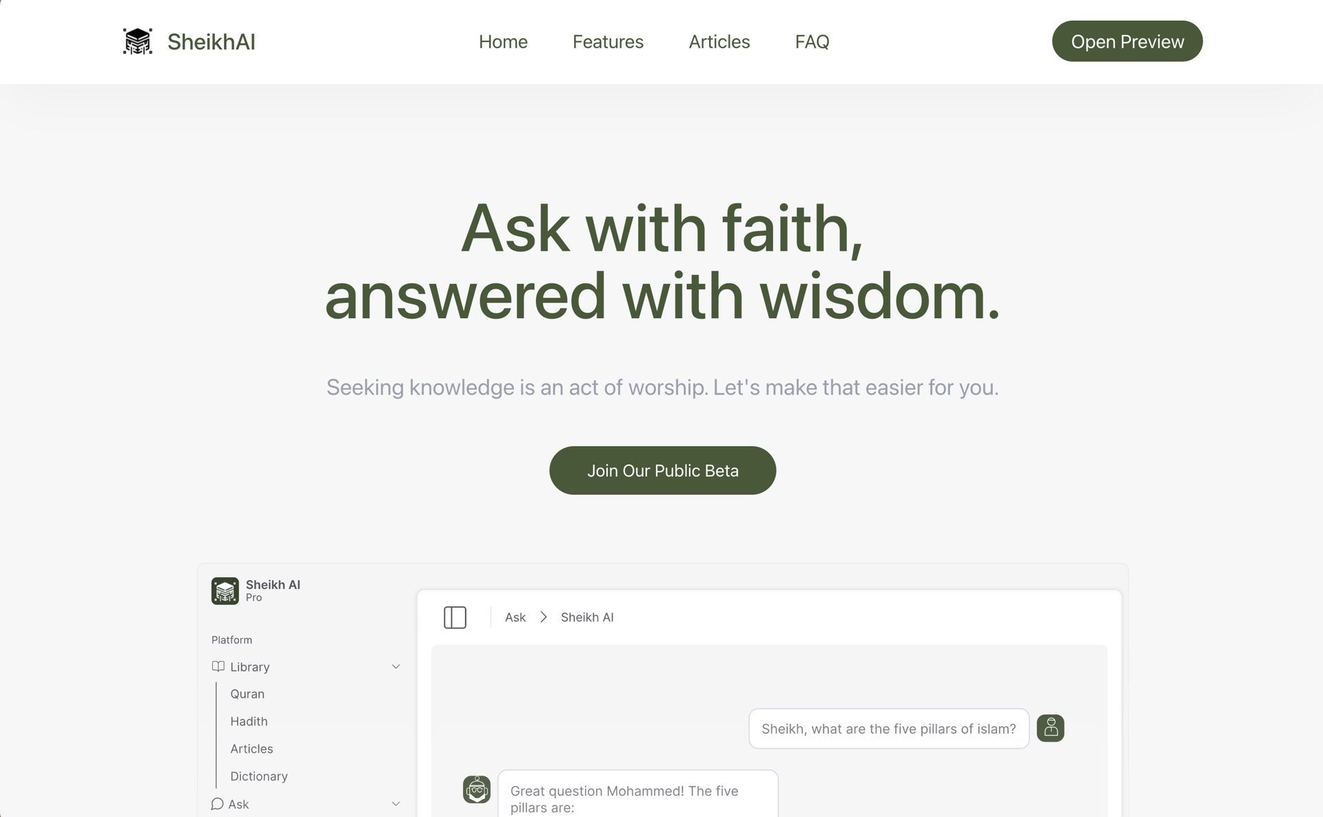 Sheikh AI chat interface