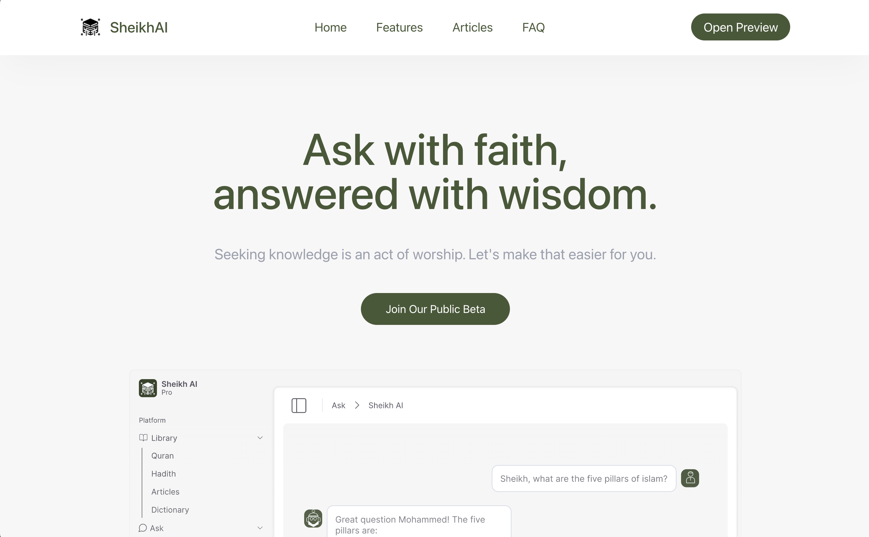 Sheikh AI chat interface